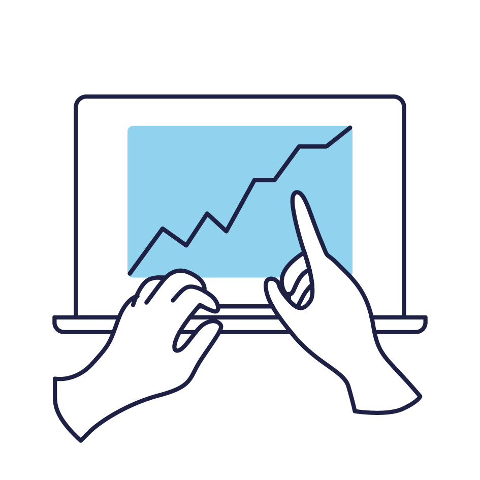 Pictogramme d'un graphique sur un pc